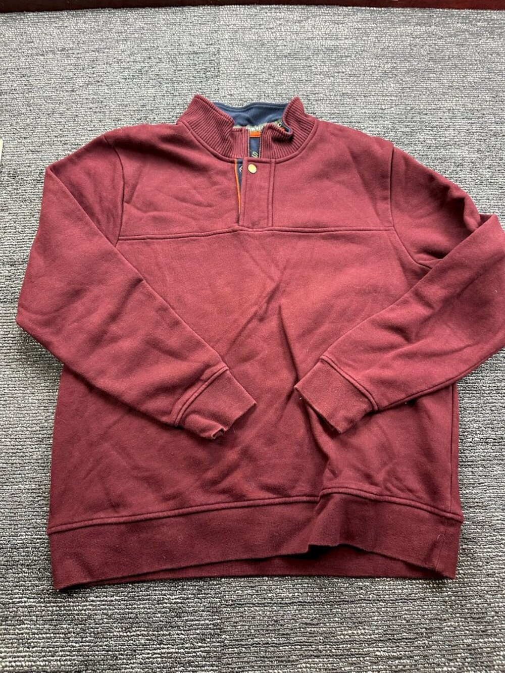 Orvis Mens XL Burgundy Quarter Zip Pullover Sweatshirt Fleece Lined Collar